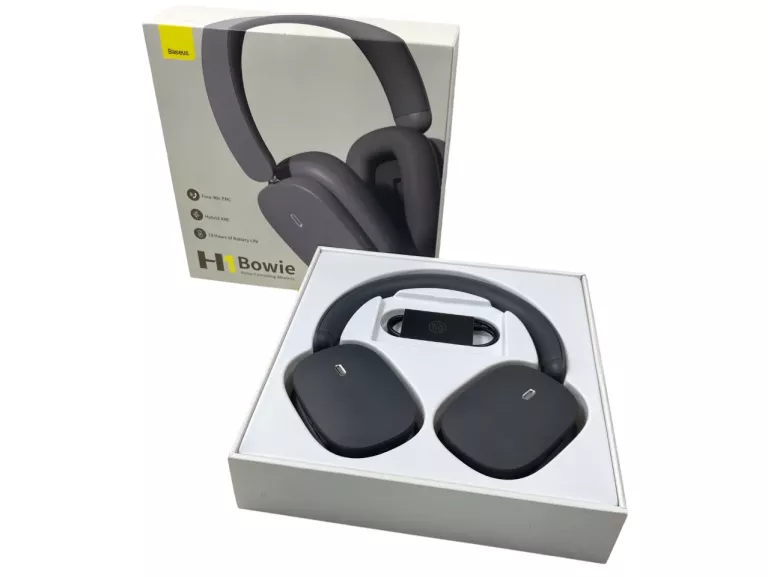 SŁUCHAWKI BASEUS BOWIE H1 ANC NAUSZNE BLUETOOTH 5.2 CZARNE BEZPRZEWODOWE