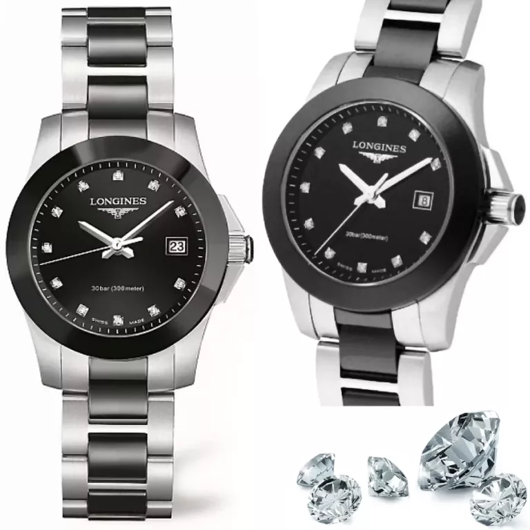 ZEGAREK KWARCOWY LONGINES CONQUEST LADY CERAMIC L3.257.4.57.7 DIAMENT 29MM