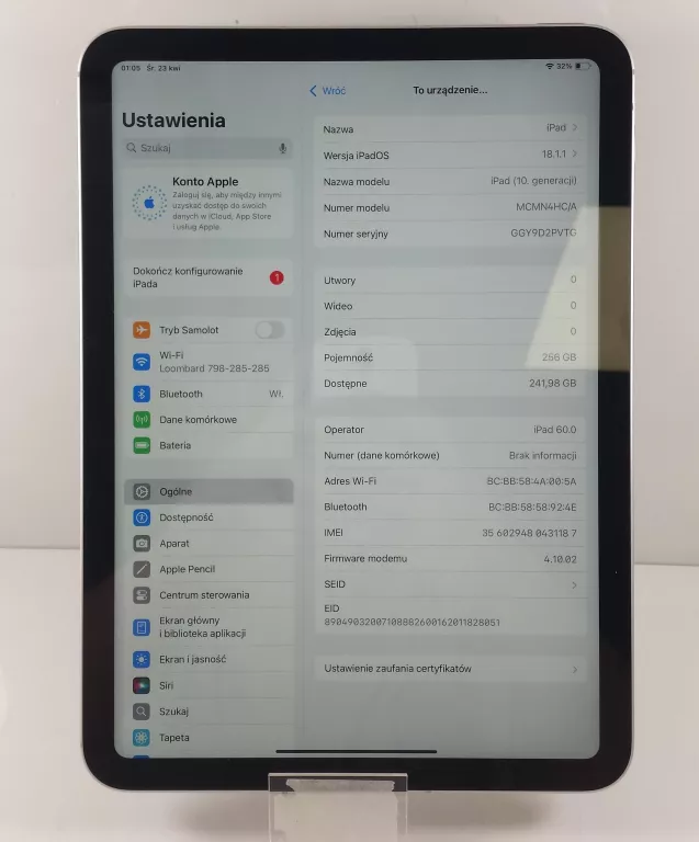 TABLET IPAD A2757 (2022) 10 GEN 10.9" 256GB #RATY