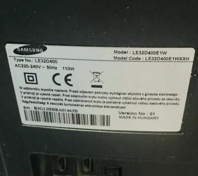 TELEWIZOR LCD SAMSUNG LE32D400E1W 32" HD READY CZARNY