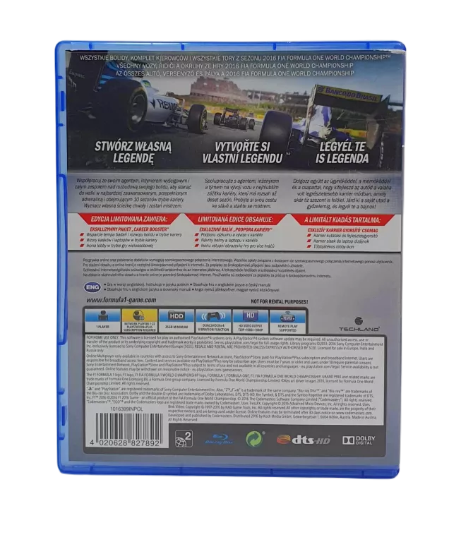 GRA PS4 F1 2016 LIMITED EDITION