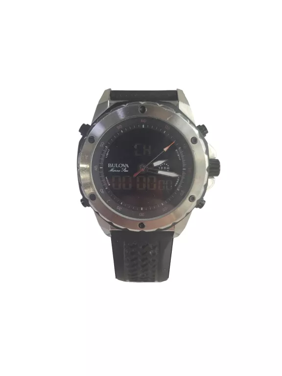 ZEGAREK BULOVA MARINE STAR BLACK LEATHER BAND WATCH 98C119