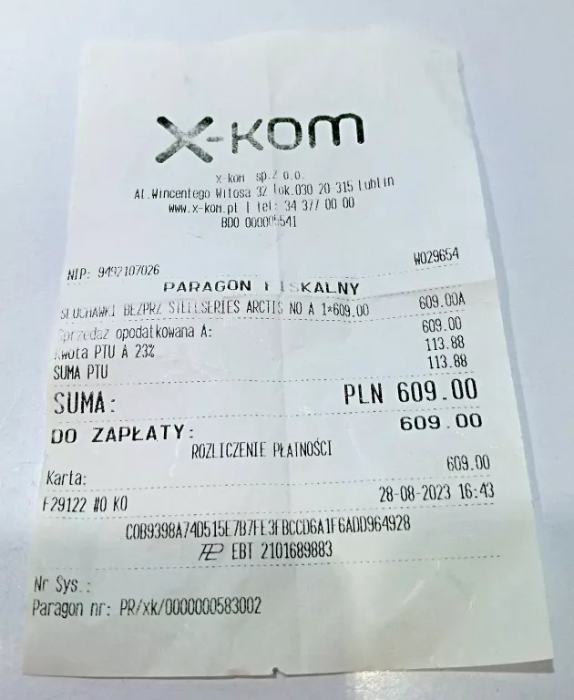 SŁUCHAWKI STEELSERIES ARCTIS NOVA 7 NAUSZNE + PUDEŁKO + PA RA GO N 28.08.2