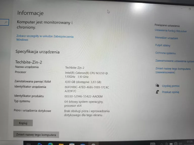 LAPTOP TECHBITE ZIN 2 4GB RAMU/64 GB DYSK + ŁAD