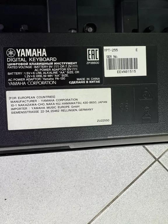 KEYBOARD YAMAHA YPT-255 + ZAS