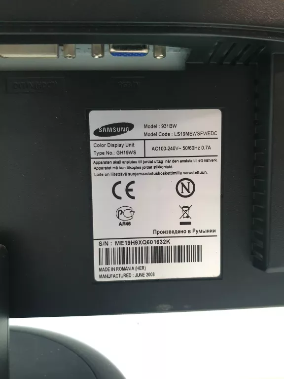 MONITOR SAMSUNG 931BW