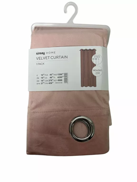 SINSAY ZASŁONA ROZOWA 140X260 1PACK