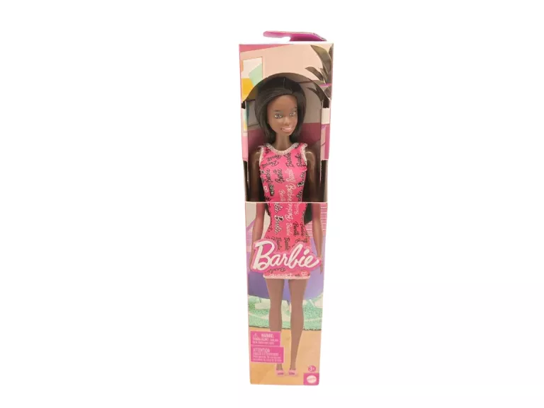 BARBIE LALKA STYLOWA CIEMNOSKÓRA W SUKIENCE DŁUGIE WŁOSY UBRANKO MATTEL