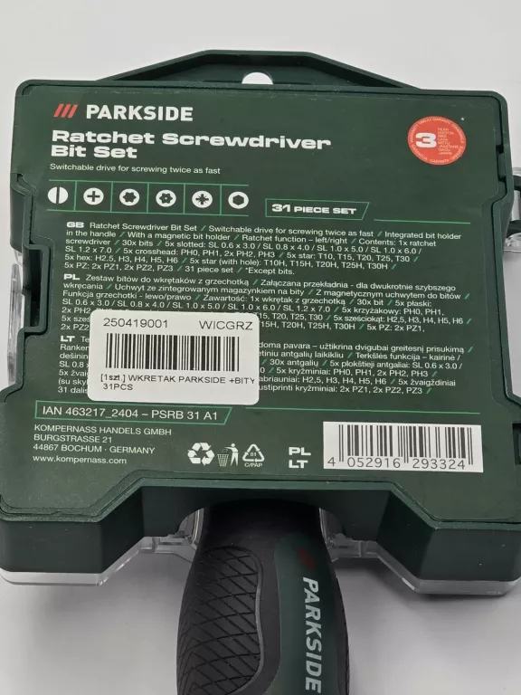 WKRĘTAK PARKSIDE PSRB31 A1 + BITY KOMPLET [250423002]