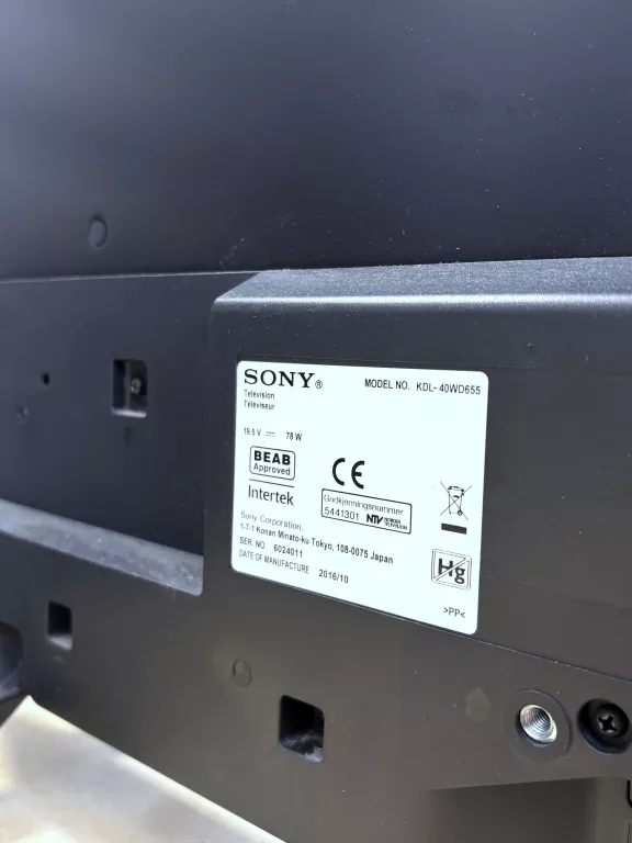SONY BRAVIA 40" KDL-40WD655