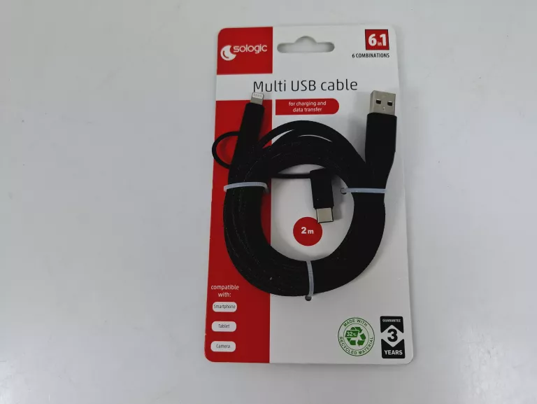 SOLOGIC KABEL MULTI USB 6W1 USB TYP C / MICROUSB / LIGHTNING 2M