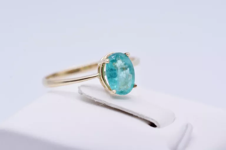 KLASYCZNIE PIĘKNY PIERŚCIONEK Z DUŻYM SZMARAGDEM 1,45CT ŻÓŁTE ZŁOTO 585