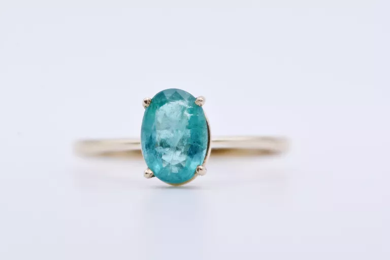 KLASYCZNIE PIĘKNY PIERŚCIONEK Z DUŻYM SZMARAGDEM 1,45CT ŻÓŁTE ZŁOTO 585
