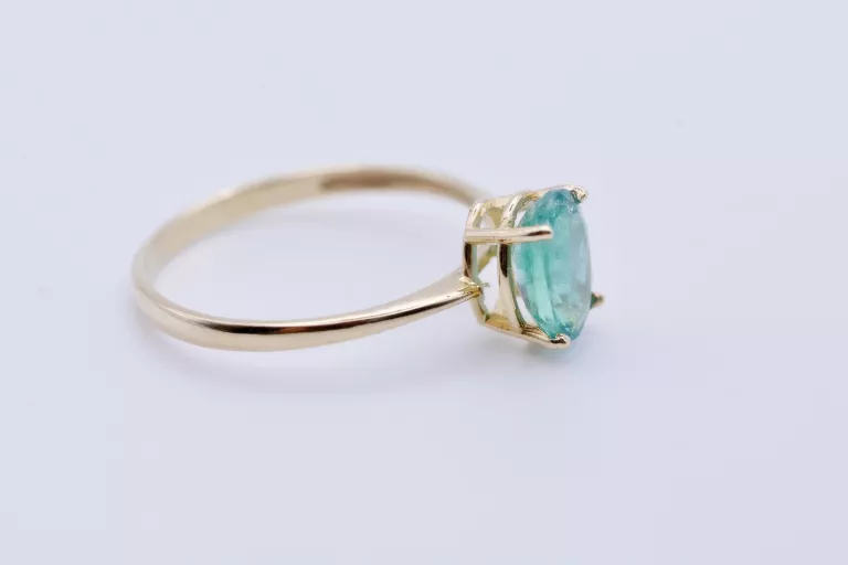 KLASYCZNIE PIĘKNY PIERŚCIONEK Z DUŻYM SZMARAGDEM 1,45CT ŻÓŁTE ZŁOTO 585