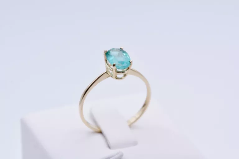KLASYCZNIE PIĘKNY PIERŚCIONEK Z DUŻYM SZMARAGDEM 1,45CT ŻÓŁTE ZŁOTO 585