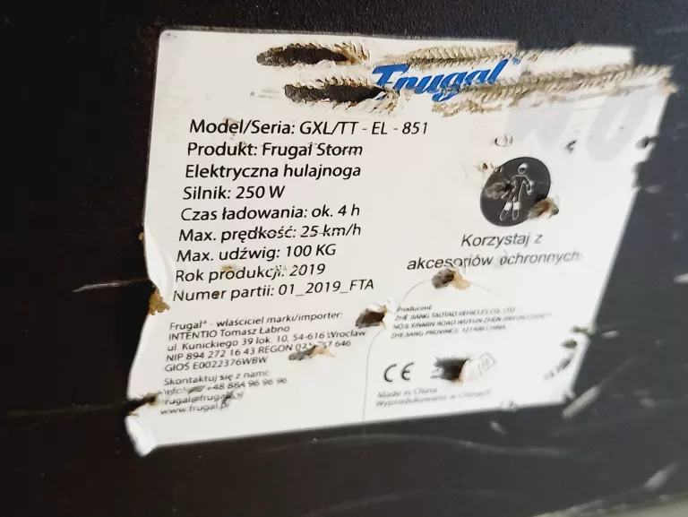 HULAJNOGA ELEKTRYCZNA FRUGAL STORM GXL/TT-EL-851