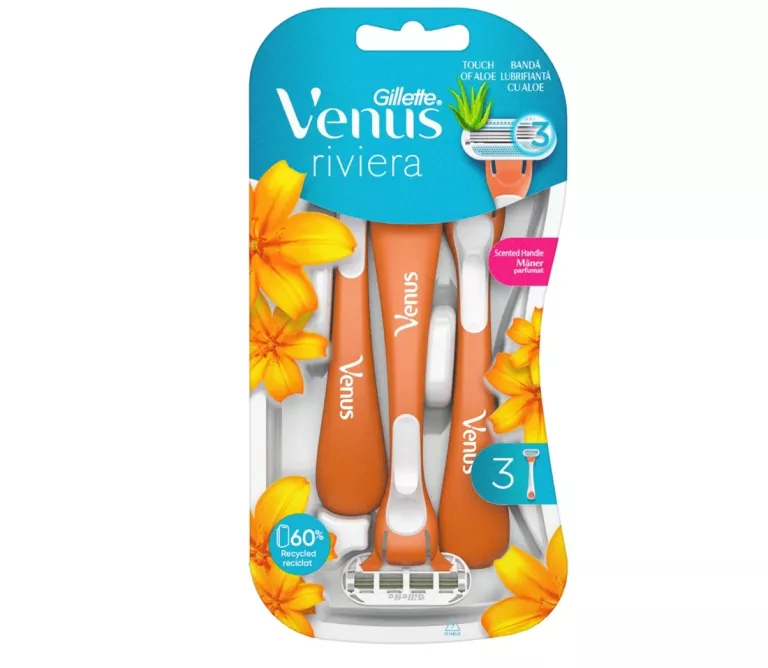 GILLETTE VENUS RIVIERA, MASZYNKA DO GOLENIA DLA KOBIET, 3SZT