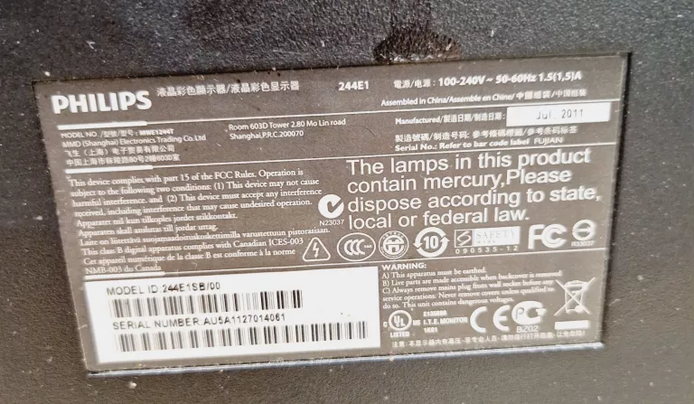 MONITOR SAMSUNG PHILIPS MWE1244T