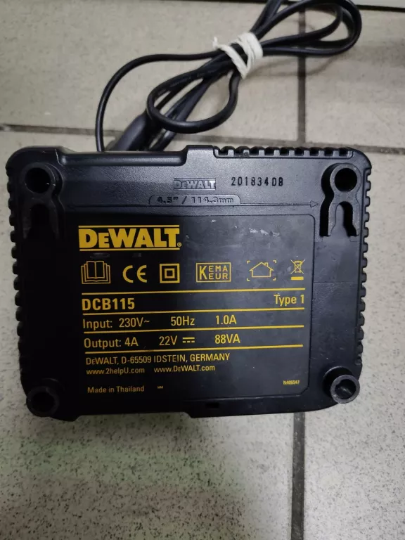WKRĘTARKA DEWALT DCD796 ŁADOWARKA DCB115 AKUMULATOR DCB184 5AH OPIS