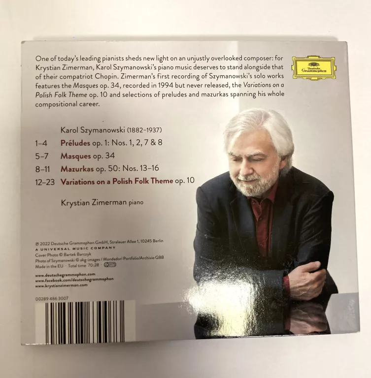PŁYTA KRYSTIAN ZIMERMAN KAROL SZYMANOWSKI PIANO WORKS CD