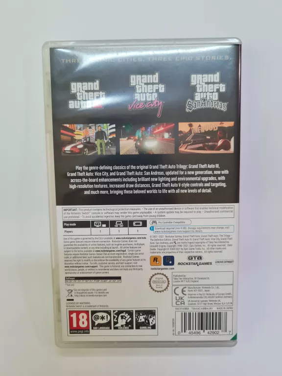 GRA NINTENDO SWITCH GRAND THEFT AUTO GTA THE TRILOGY
