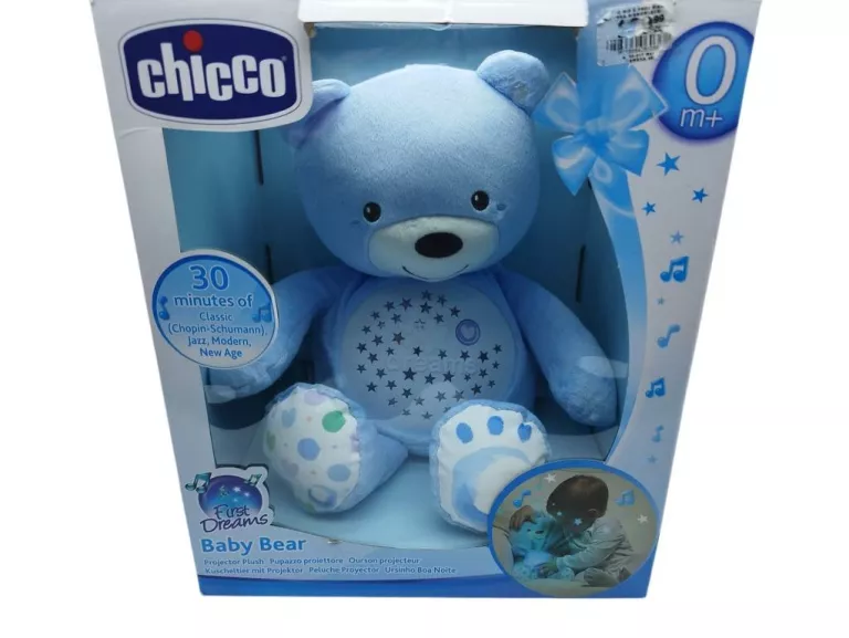CHICCO MIŚ Z PROJKETOREM PRZYTULANKA NIEBIESKA 3 W 1 LAMPKA + KOŁYSANKI