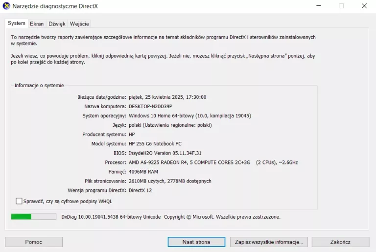 HP 255 G6 NOTEBOOK 15,6" AMD A6-9225 R4 4GB RAM 500GB HDD WIN 10