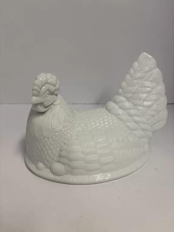 DUŻA SZKLANA KURA SZKŁO ZĄBKOWICE PRL 22CM BOMBONIERA