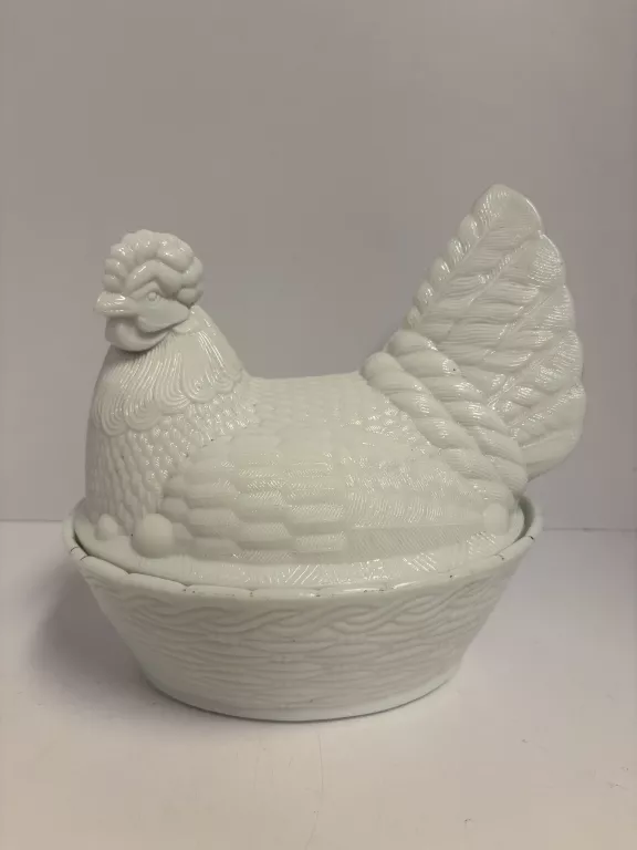 DUŻA SZKLANA KURA SZKŁO ZĄBKOWICE PRL 22CM BOMBONIERA