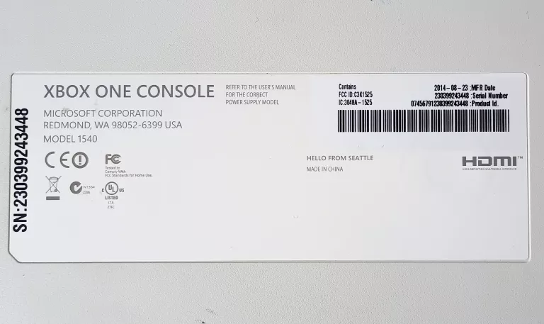 KONSOLA XBOX ONE 1540 BIAŁA