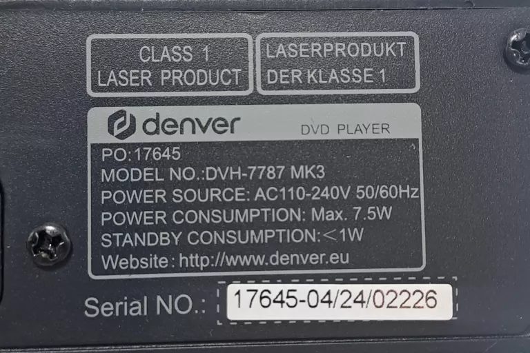 ODTWARZACZ DVD DENVER DVH-7787
