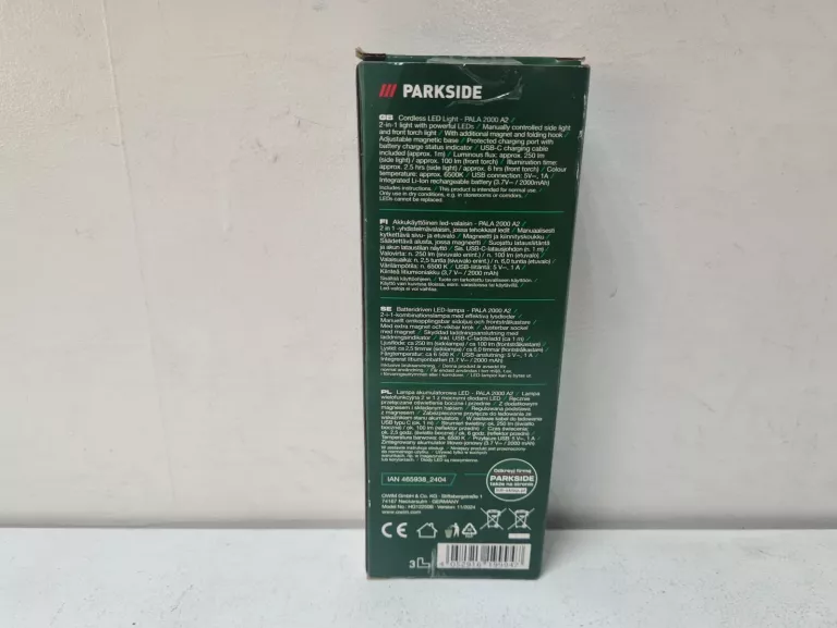 PARKSIDE LAMPA WARSZTATOWA LED AKUMULATOROWA 250 LM USB-C OBRACANA