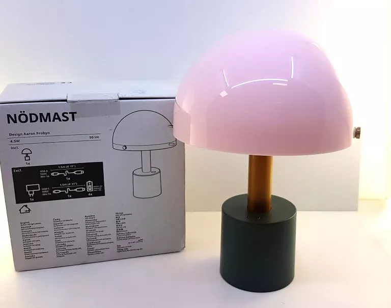 IKEA NODMAST LAMPA LED NA BATERIE, JASNORÓŻOWY/CIEMNY SZAROZIELONY 26 CM