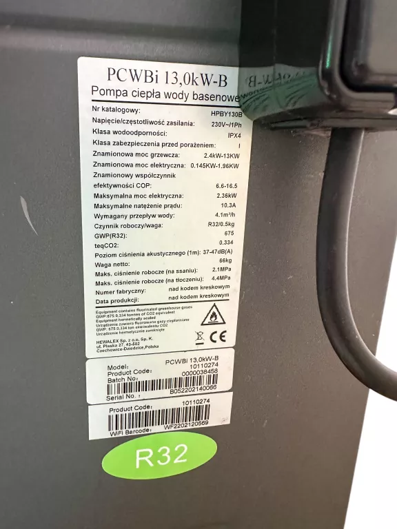 POMPA CIEPŁA HEWALEX PCWBI BASEN INWERTOROWA 13.KW + FILTR