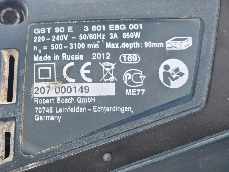 WYRZYNARKA BOSCH GST 90 E  650W 230V 500-3100RPM +30 BRZESZCZOTÓW