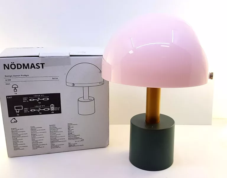 IKEA NODMAST LAMPA LED NA BATERIE, JASNORÓŻOWY/CIEMNY SZAROZIELONY 26 CM