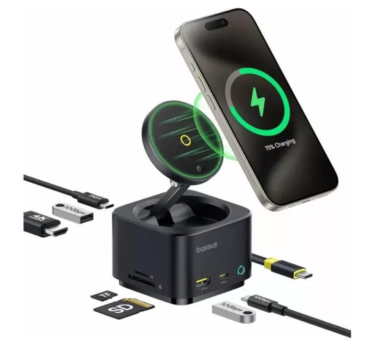 BASEUS UCHWYT MAGNETYCZNY NA TELEFON Z MAGSAFE 15W 7-IN-1 HUB