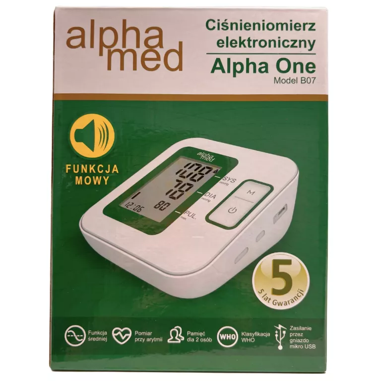 CIŚNIENIOMIERZ ELEKTRONICZNY ALPHAMED ALPHA ONE B07 NA RAMIĘ 6927709417035