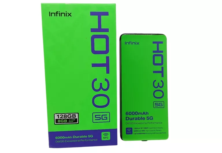 TELEFON INFINIX HOT 30 5G 128GB+ PUDEŁKO !JAK NOWY!
