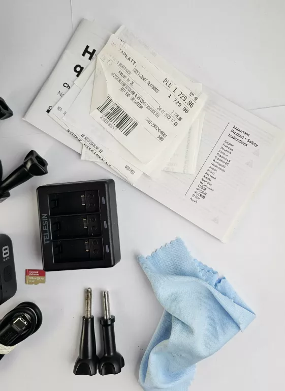 KAMERA GOPRO HERO8 BLACK 2X AKU, ŁADOWARKA, KARTA, PUDEŁKO