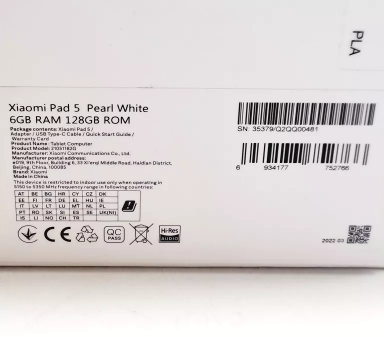 TABLET XIAOMI PAD 5 6GB/128GB