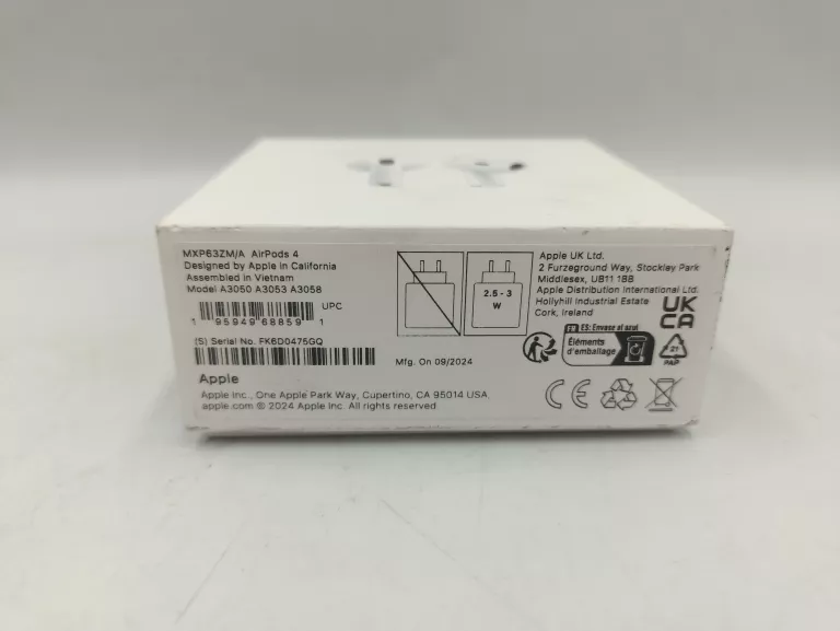 SŁUCHAWKI APPLE AIRPODS 4 A3050 KOMPLET
