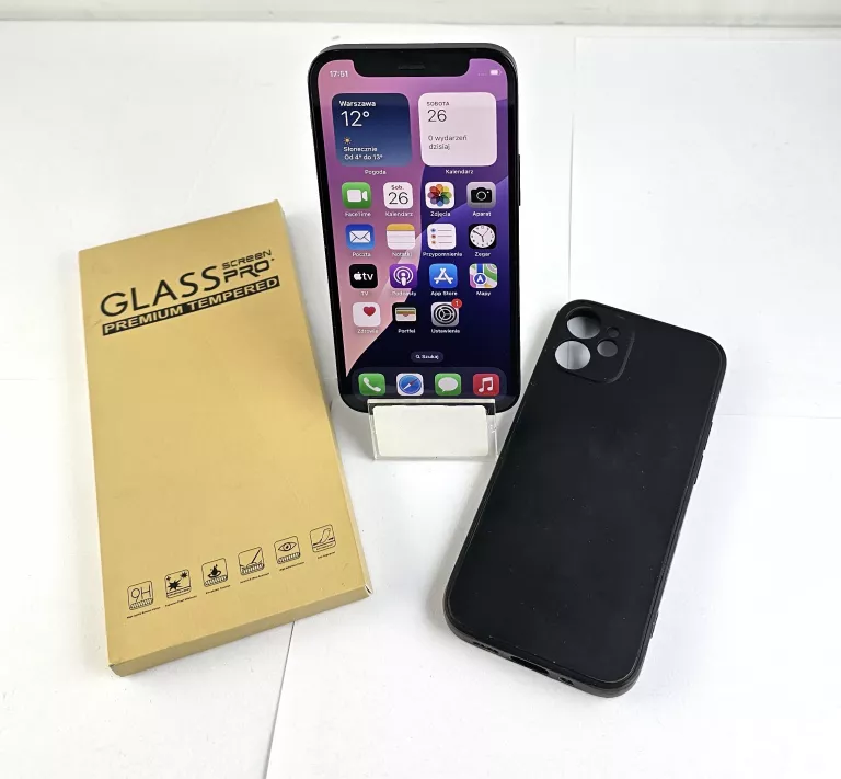 TELEFON IPHONE 12 MINI 64GB + ETUI, SZKIEŁKO BAT. SERWIS