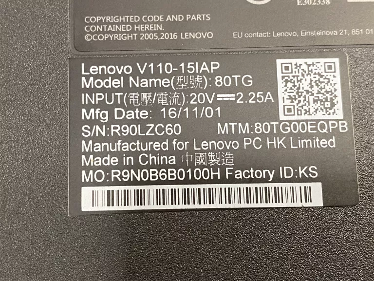 LAPTOP 15,6" LENOVO V110-15IAP (8GB /CELERON N3450/INTEL HD GRAPHICS 500)