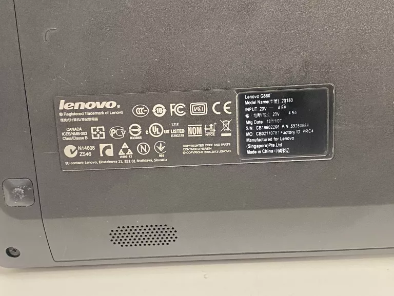 LAPTOP 15,6 " LENOVO G580 8GB/WIN10/128GB/I3