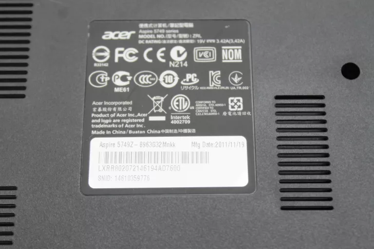 LAPTOP ACER ASPIRE 5749Z 15,6" STAN B.DOBRY