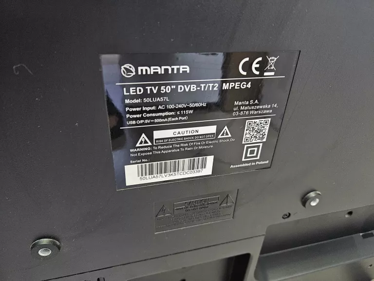 MANTA 50LUA57L 50" LED 4K UHD 60HZ WIFI ANDROID DVB-T2