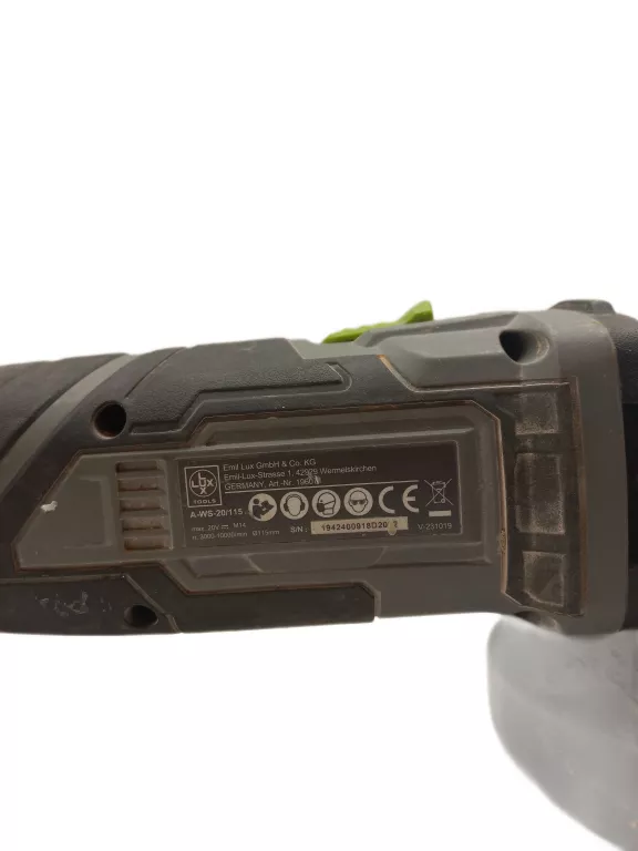 SZLIFIERKA KĄTOWA AKUMULATOROWA LUX TOOLS A-WS-20/115 20V | BODY