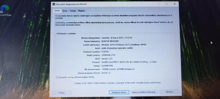 LAPTOP FUJITSU LIFEBOOK U SERIES + ŁAD