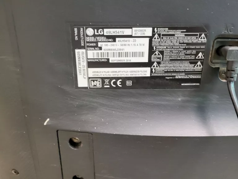 TELEWIZOR LG 49LH541V + PILOT(PĘKNIĘTY)